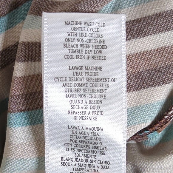 BCBGMaxAzria Retro Teal Blue Brown Striped Dress V Neck 3/4 Sleeves - Picture 12 of 13